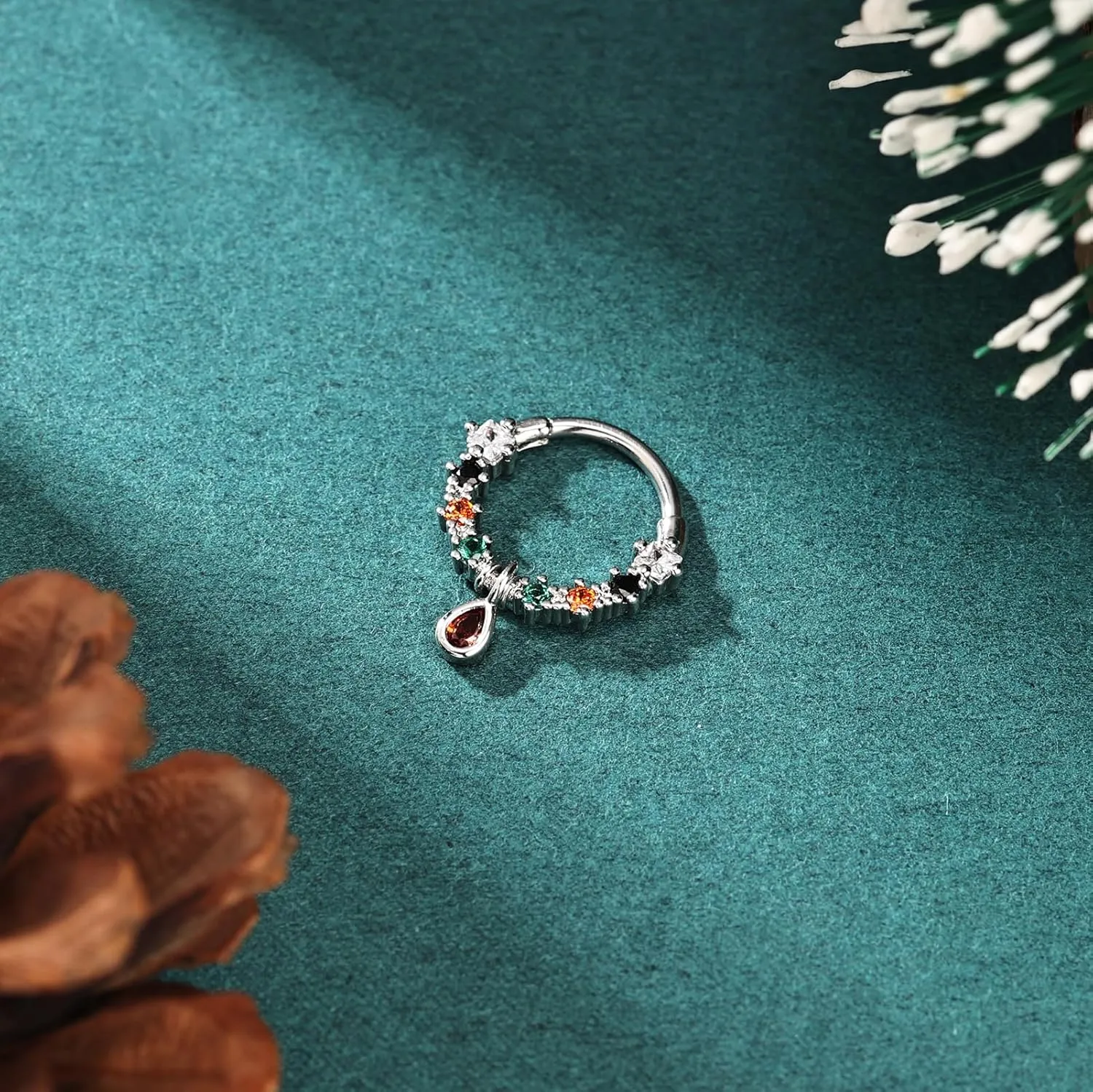 Christmas Septum Rings 16G Surgical Steel 316L Jewelry with Festive Hat Design Dainty Helix and Daith Earrings for Men and Women Perfect Christmas Nose Rings