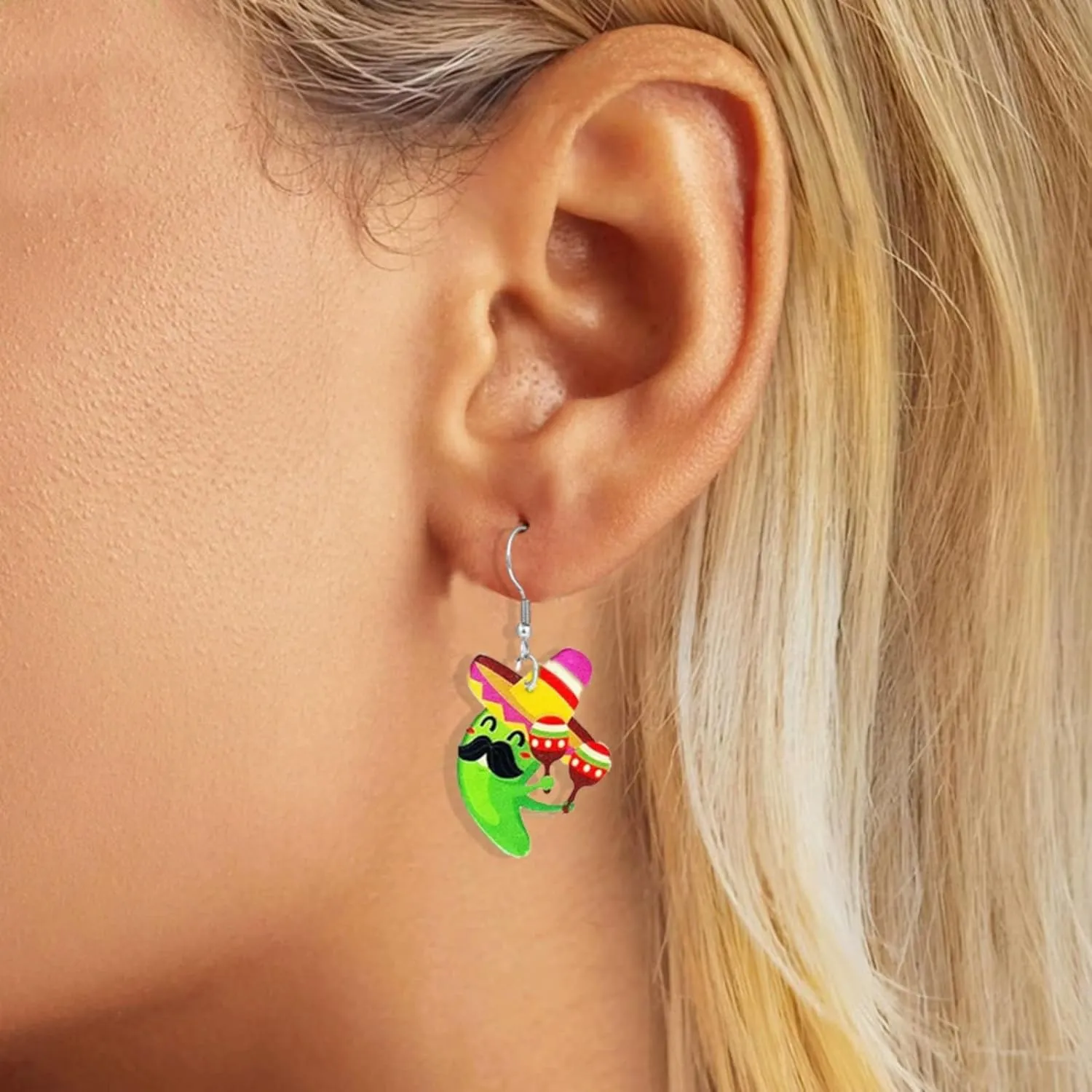 Cinco De Mayo Earrings for Women Colorful Fiesta Avocado Cactus Horse Chili Pepper Earrings Mexican Themed Statement Earring Fiesta Jewelry Gift