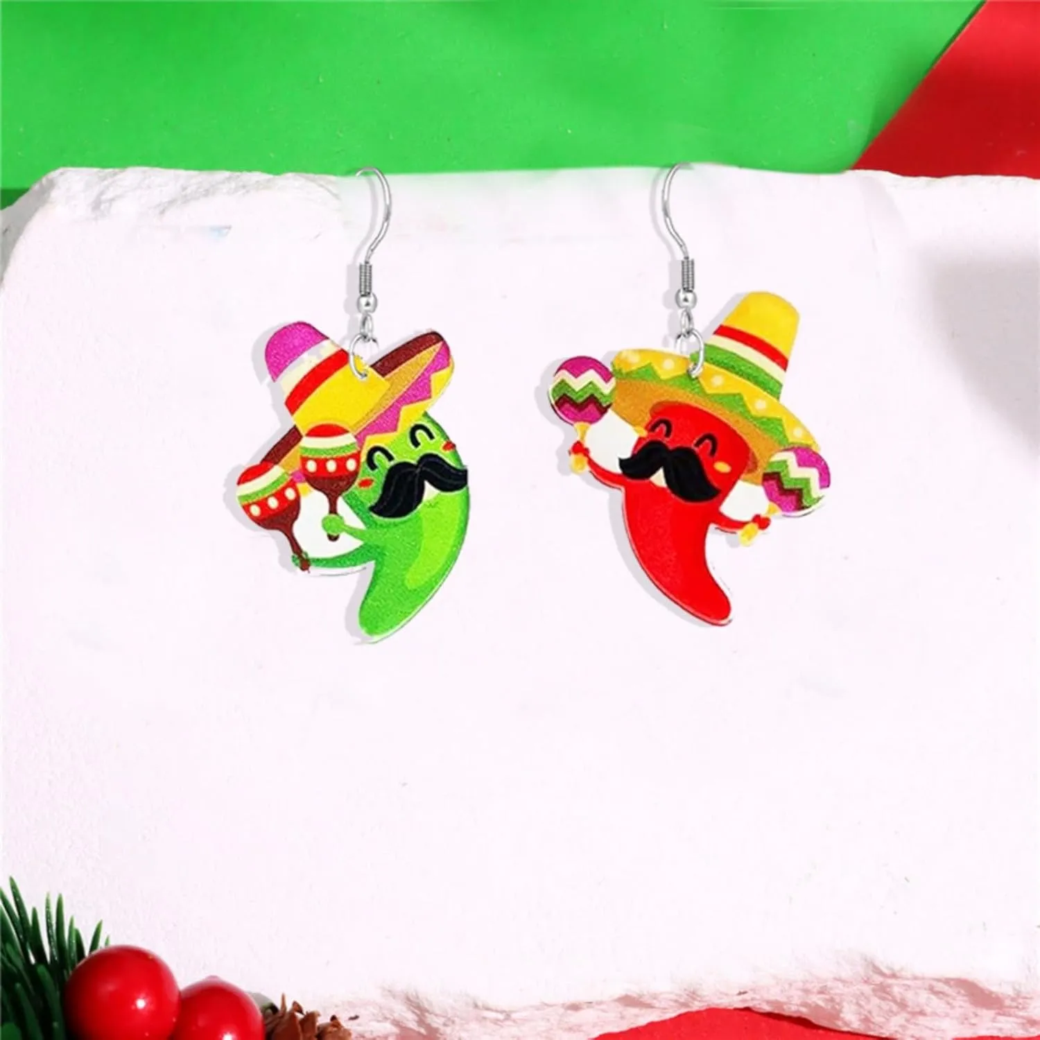 Cinco De Mayo Earrings for Women Colorful Fiesta Avocado Cactus Horse Chili Pepper Earrings Mexican Themed Statement Earring Fiesta Jewelry Gift