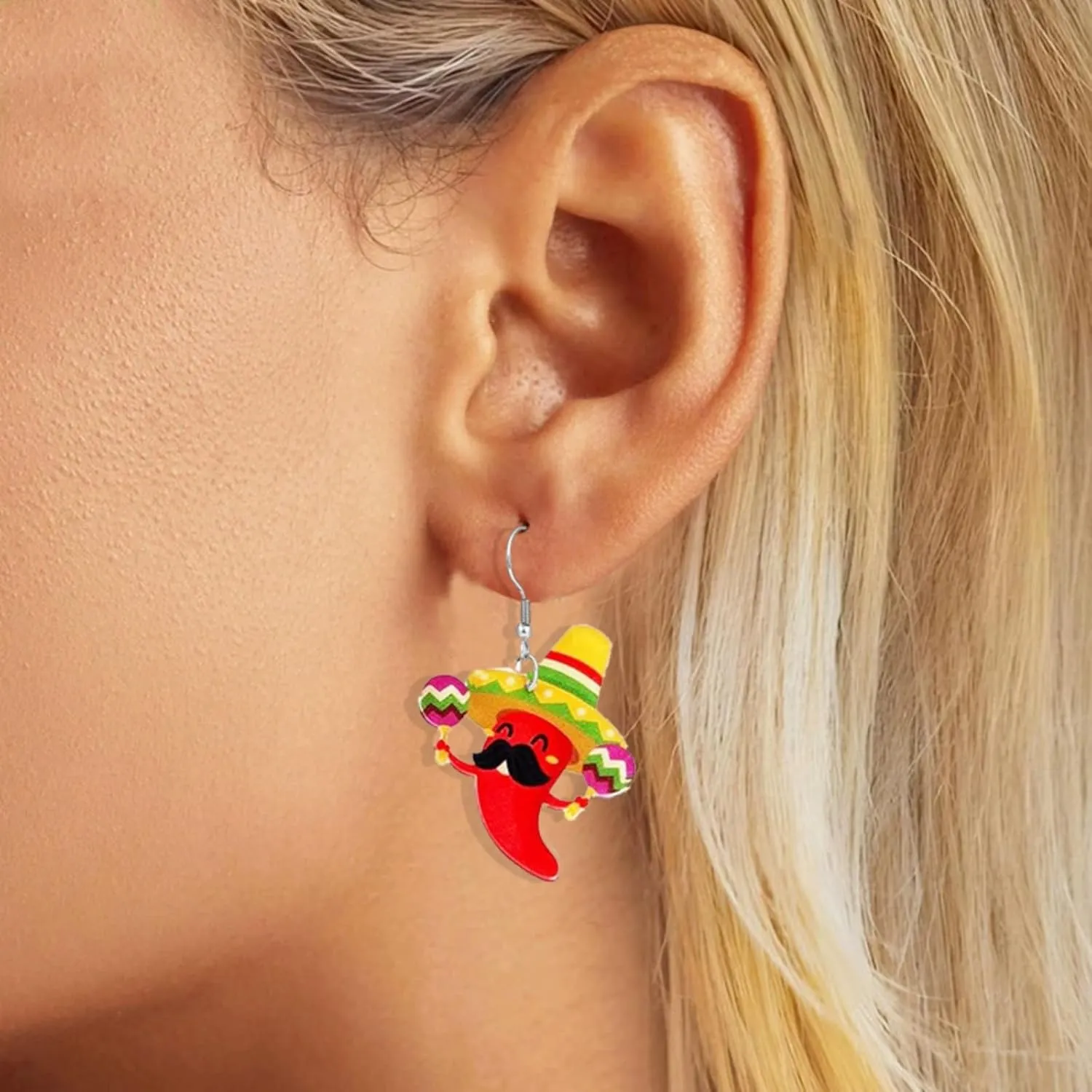 Cinco De Mayo Earrings for Women Colorful Fiesta Avocado Cactus Horse Chili Pepper Earrings Mexican Themed Statement Earring Fiesta Jewelry Gift