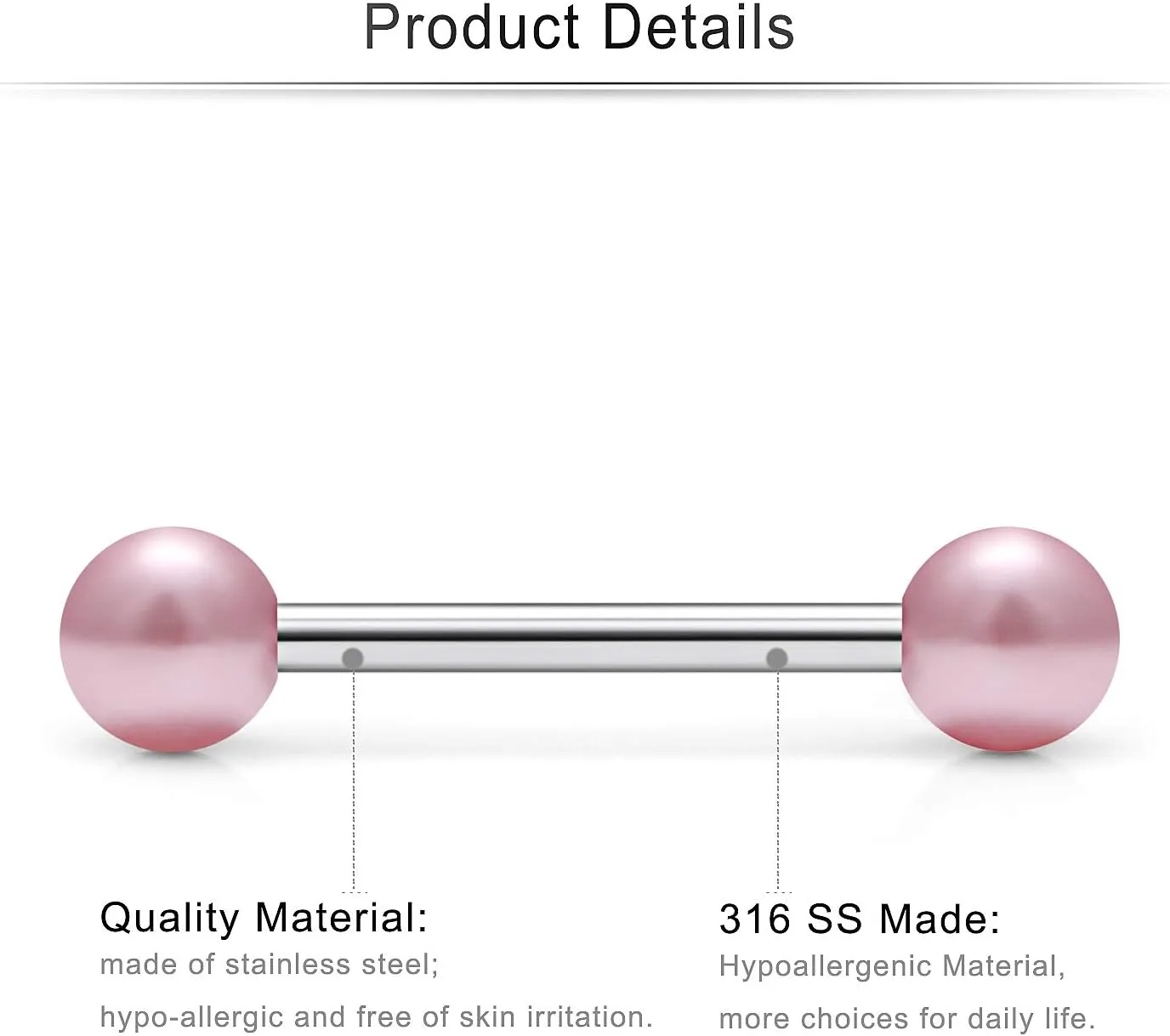 Cisyozi 16G Glow in Dark Tongue Nipple Rings 316L Surgical Steel Hypaollergenic Long Straight Barbells Pearl Nipplerings Rings Piercing Jewelry for Women Men 14mm 16mm 19mm 22mm Bar 24 Pairs