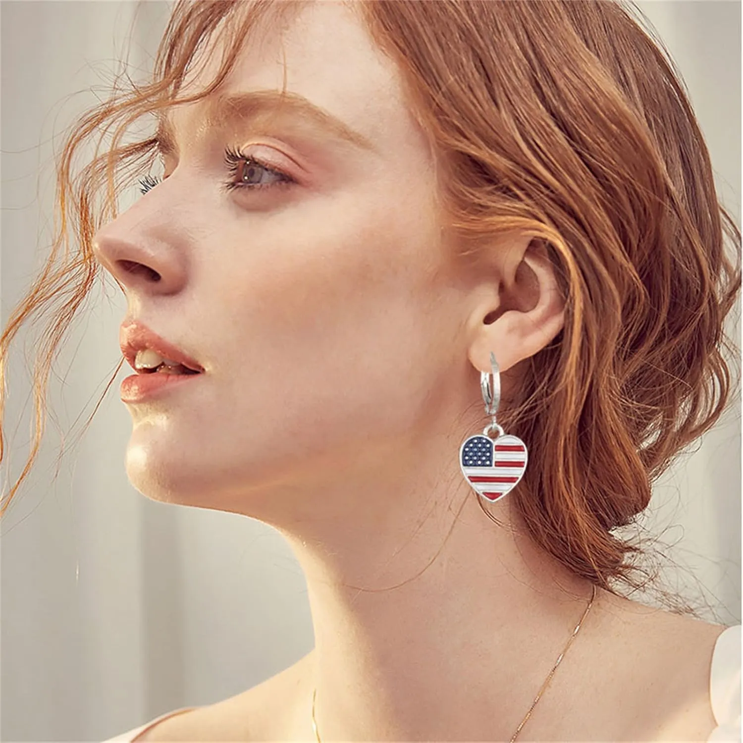 coadipress American USA Flag Earrings for Women Patriotic Red White Blue Flip Flop Sandal Cubic Zircon Dangle Drop Earrings, 4th of July Independence Day Gift