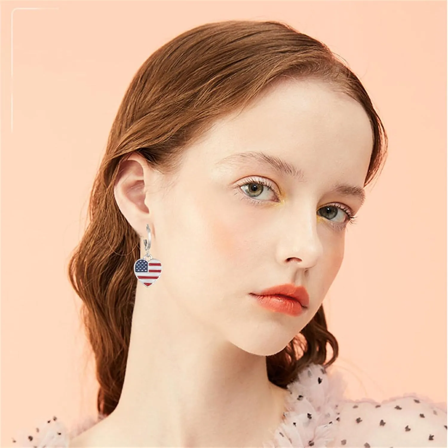 coadipress American USA Flag Earrings for Women Patriotic Red White Blue Flip Flop Sandal Cubic Zircon Dangle Drop Earrings, 4th of July Independence Day Gift