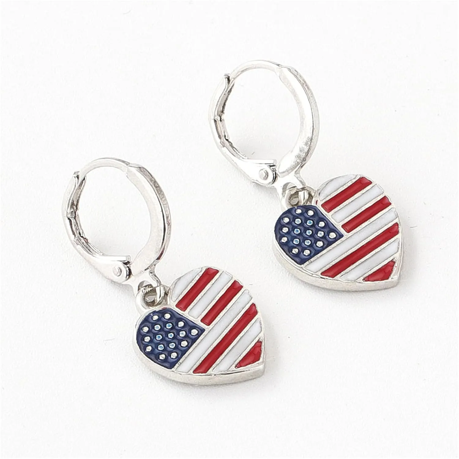 coadipress American USA Flag Earrings for Women Patriotic Red White Blue Flip Flop Sandal Cubic Zircon Dangle Drop Earrings, 4th of July Independence Day Gift