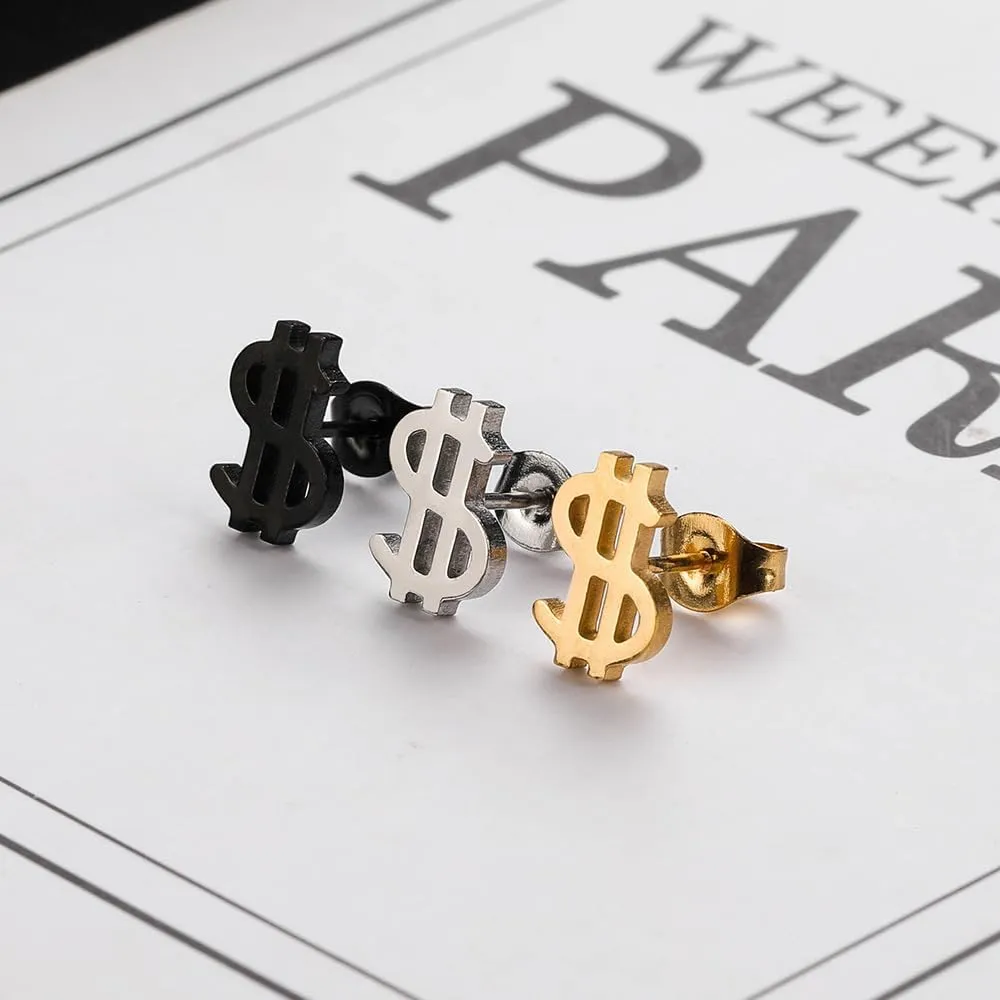 coadipress Stainless Steel Dollar Sign Stud Earrings for Women Exquisite Charm Personalized Dollar Earrings Unique Money Earrings Dainty Dollar Sign Stud Earrings Mother's Day Jewelry Gift