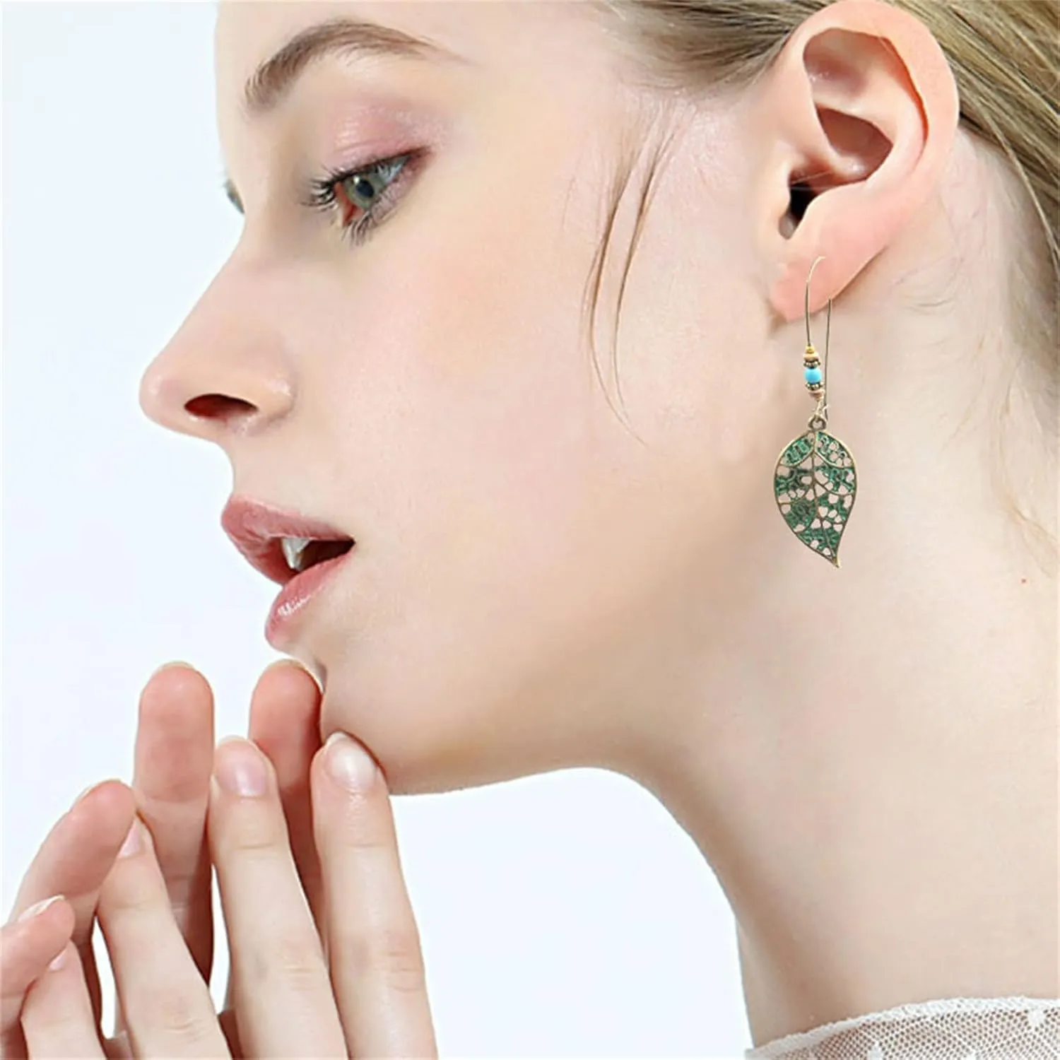 Coadipress Turquoise Bohemian Dangle Earrings for Women - Dainty Vintage Spiral Drop Earrings, Handmade Western Style Statement Jewelry Gifts