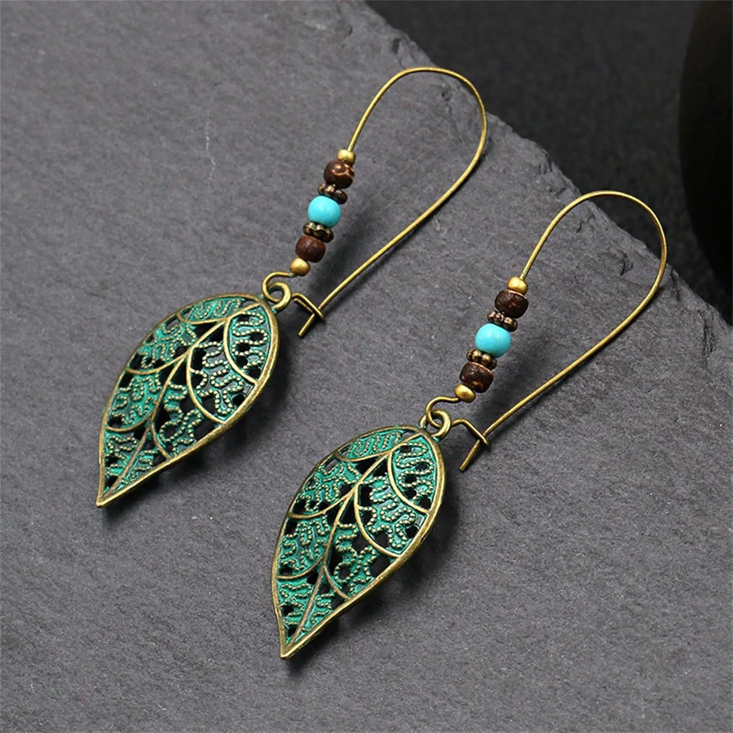 Coadipress Turquoise Bohemian Dangle Earrings for Women - Dainty Vintage Spiral Drop Earrings, Handmade Western Style Statement Jewelry Gifts