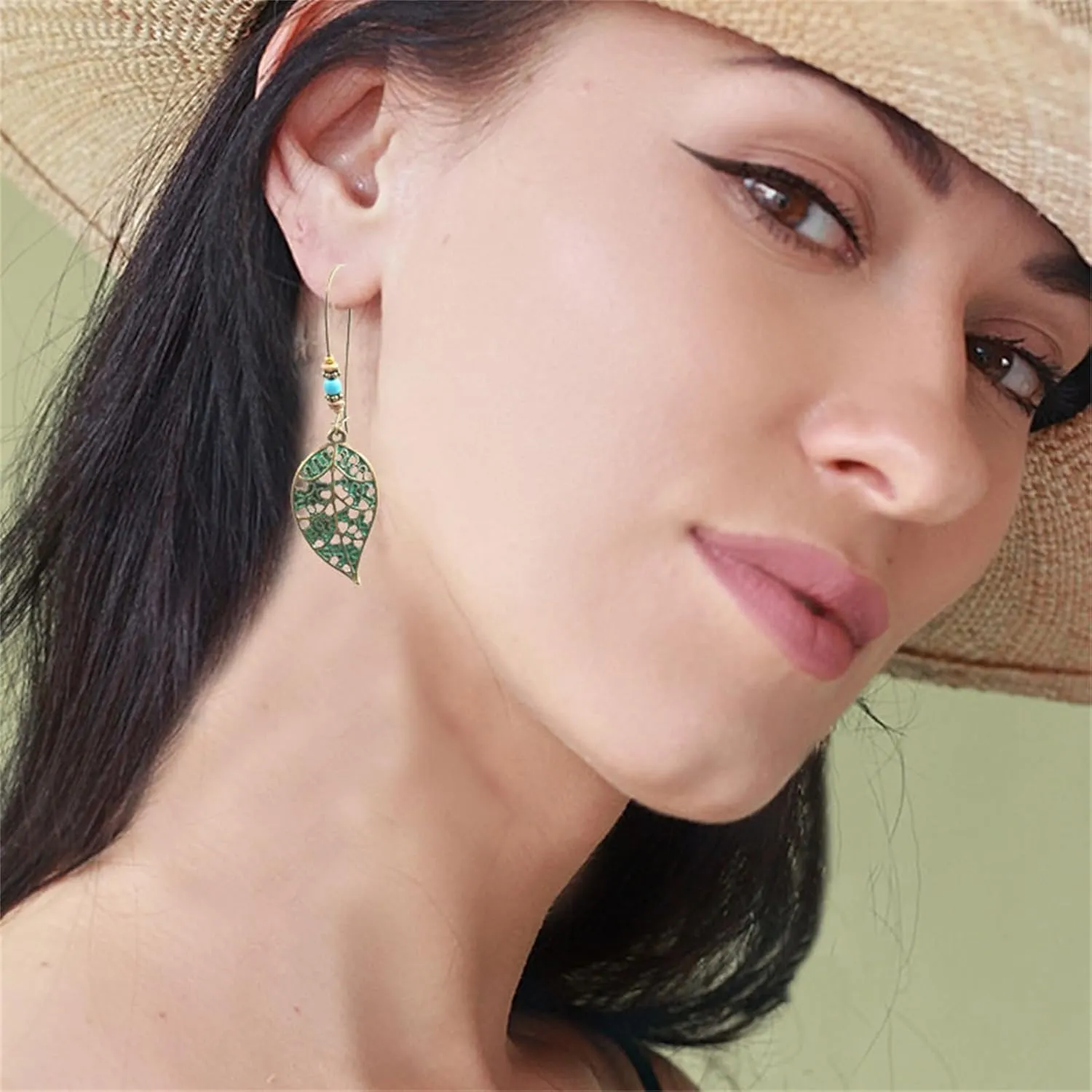 Coadipress Turquoise Bohemian Dangle Earrings for Women - Dainty Vintage Spiral Drop Earrings, Handmade Western Style Statement Jewelry Gifts