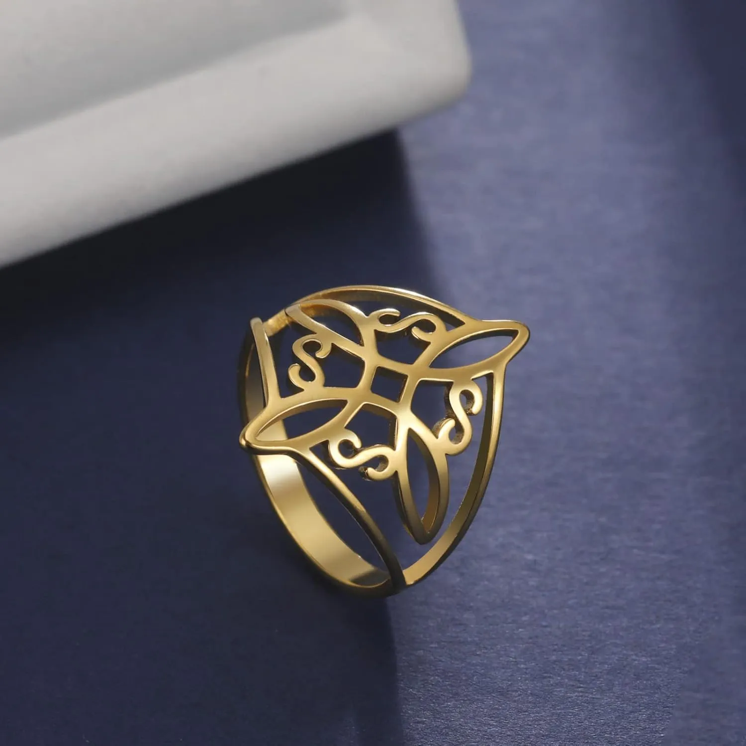 COLORFUL BLING Witches Knot Ring Stainless Steel Irish Celtic Love Knot Ring Witchcraft Amulet Wiccan Jewelry