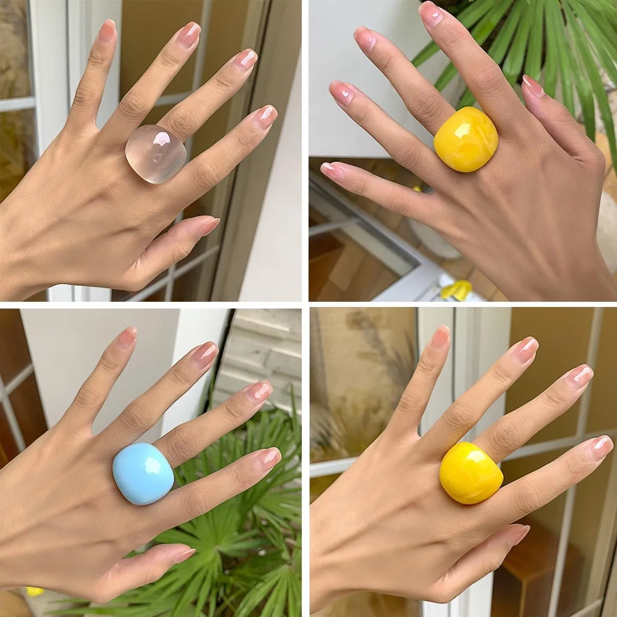 Colorful Chunky Acrylic Wide Band Rings Set,Resin Chunky Knuckle Finger Rings Stackable Rings Y2K Jewelry for Women