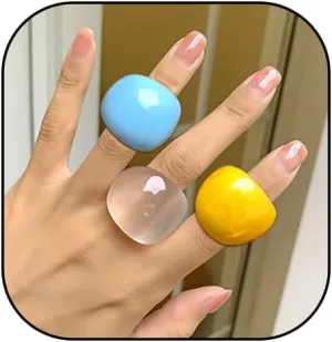 Colorful Chunky Acrylic Wide Band Rings Set,Resin Chunky Knuckle Finger Rings Stackable Rings Y2K Jewelry for Women