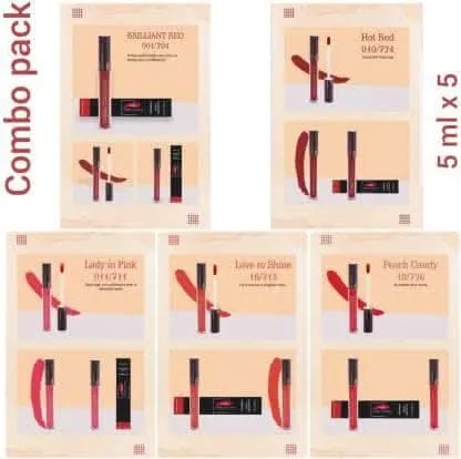 Cosmic collection combo 5x5ml (brilliant red, hot red, lady in pink, love to shine, peach candy)