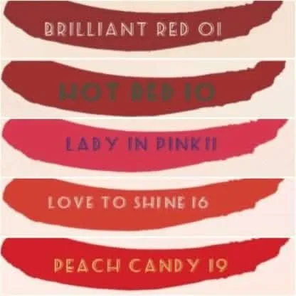 Cosmic collection combo 5x5ml (brilliant red, hot red, lady in pink, love to shine, peach candy)