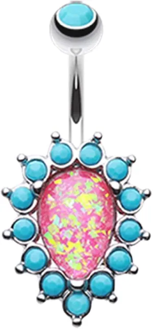 Covet Jewelry Opulent Opal Turquoise Belly Button Ring