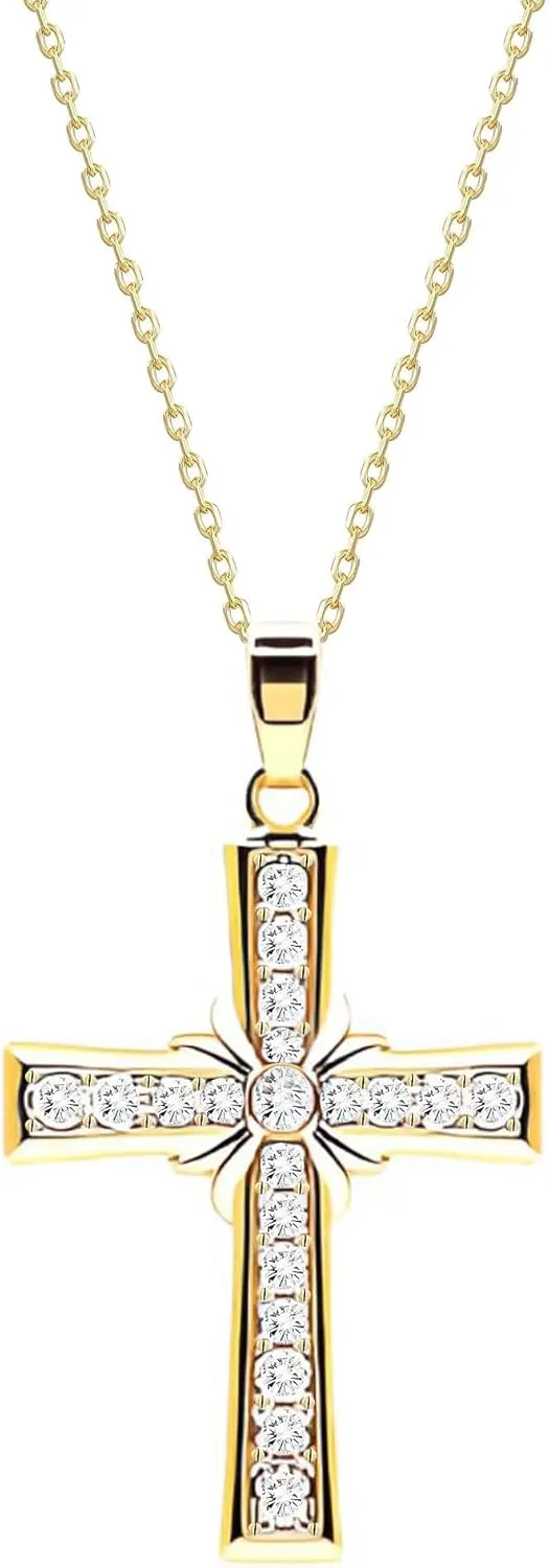 Cross Necklaces For Women Dainty 14K Gold Plated Crucifix Pendants Religious Gold Plated Jewelry - Valentines's Day Gifts For Her