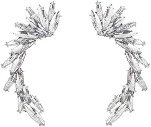 Crystal Leaf Climbers Crawler Jewelry Jacket Earrings Sparkly Zircon Pave Metal Ear Cuff Wrap Clip Stud Earring Climber Top Ear Clip for Women