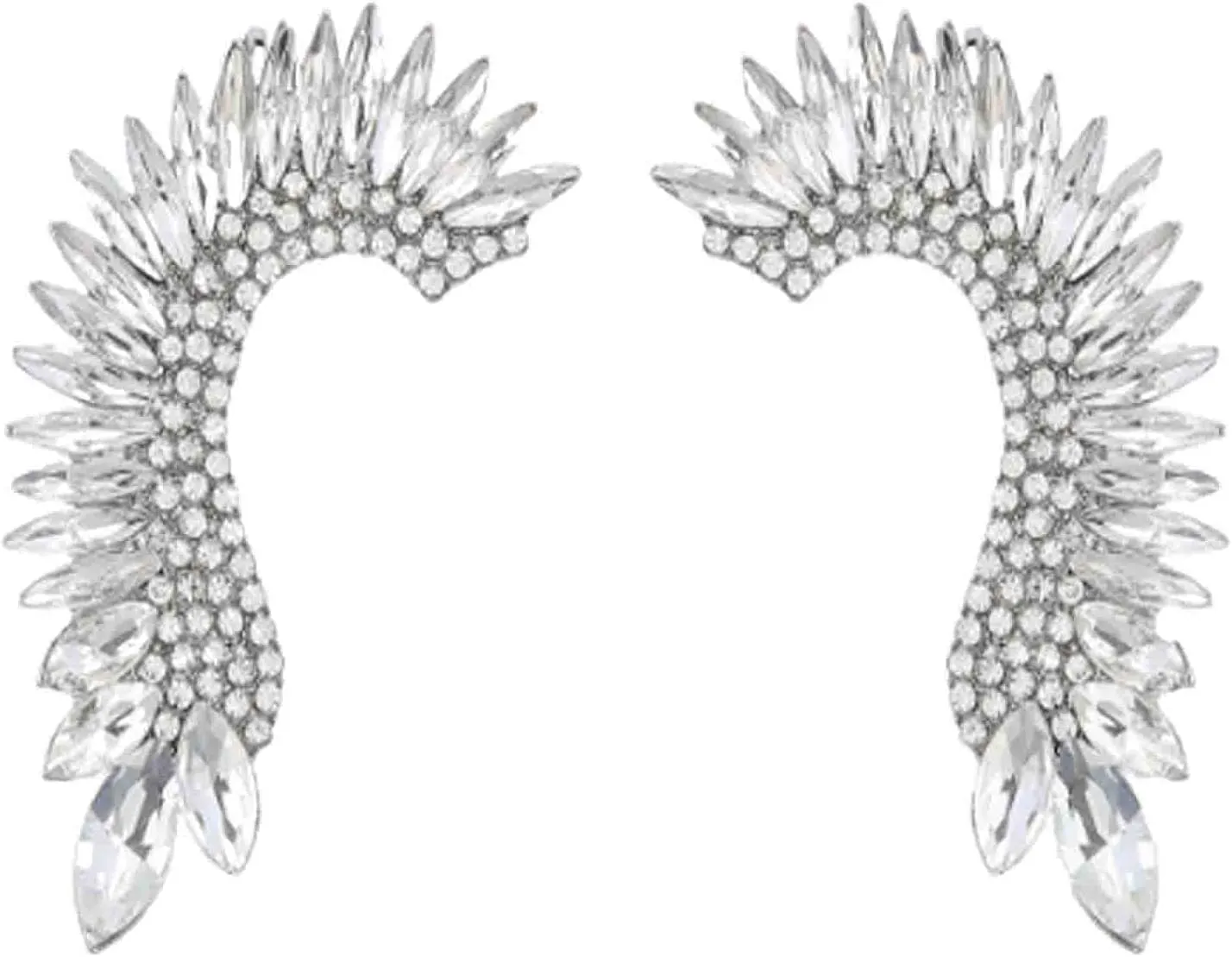 Crystal Leaf Climbers Crawler Jewelry Jacket Earrings Sparkly Zircon Pave Metal Ear Cuff Wrap Clip Stud Earring Climber Top Ear Clip for Women