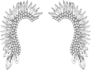 Crystal Leaf Climbers Crawler Jewelry Jacket Earrings Sparkly Zircon Pave Metal Ear Cuff Wrap Clip Stud Earring Climber Top Ear Clip for Women