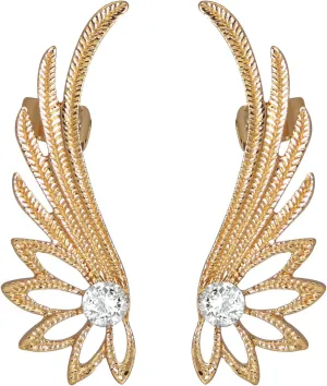 Crystal Leaf Climbers Crawler Jewelry Jacket Earrings Sparkly Zircon Pave Metal Ear Cuff Wrap Clip Stud Earring Climber Top Ear Clip for Women
