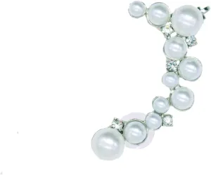 Crystal Pearl Flower Climbers Crawler Stud Earring Cute Rhinestone Resin Floral Left Ear Cuff Wrap Clip Earring Top Ear Clip Gold Jewelry Jacket for Women 1 Pcs