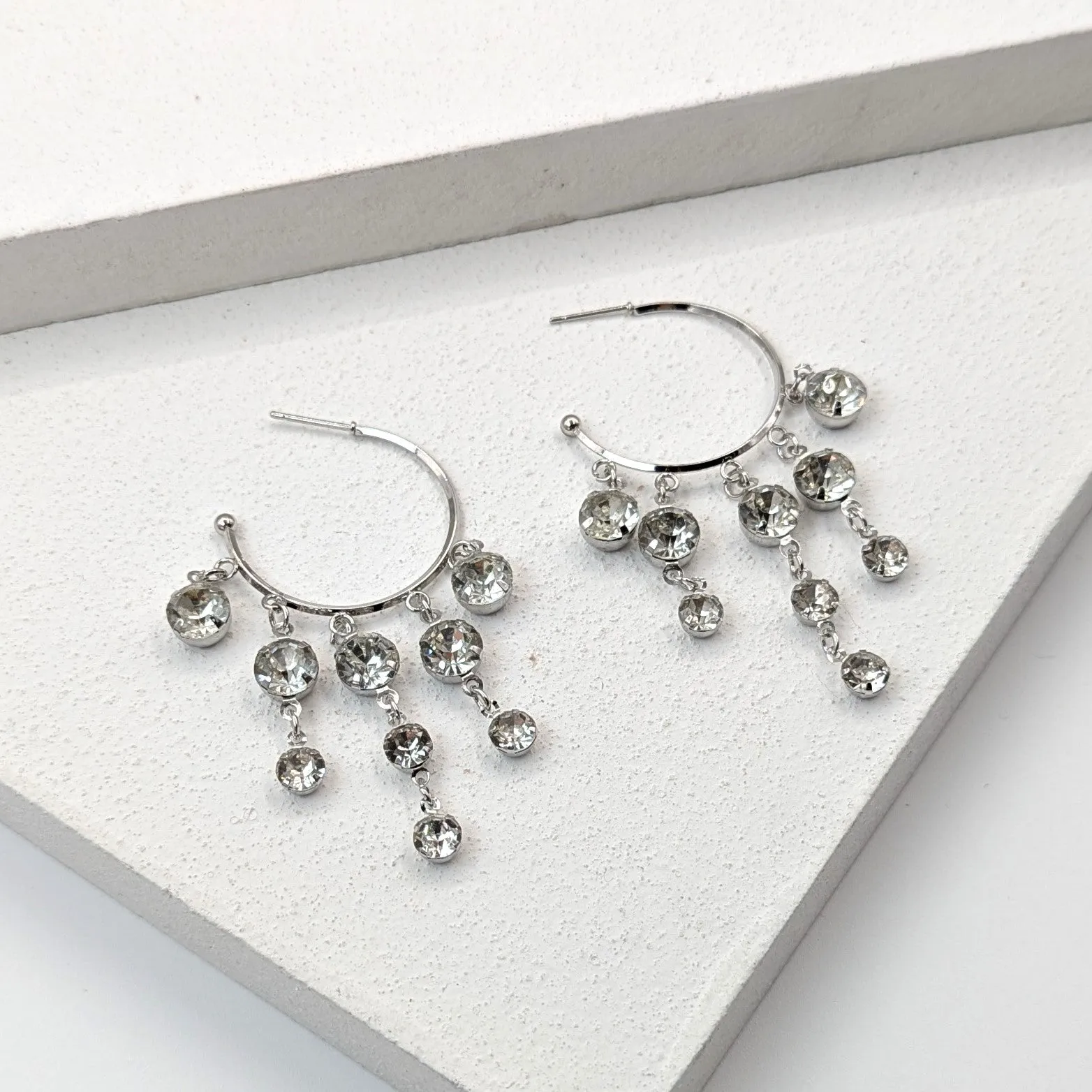 Crystal waterfall hoop earrings