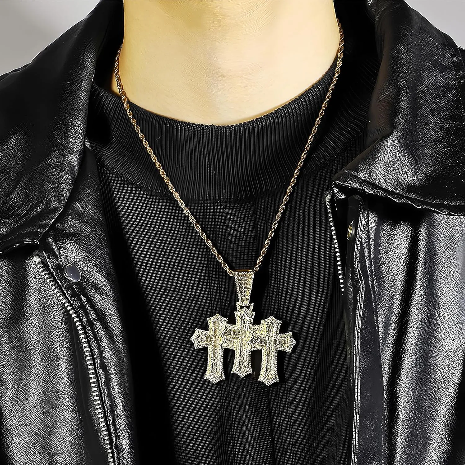Cuban Link Chain for Men Cuban Link Chainmens Cuban Link Chain Stylish Moissanite & Gold Men's Cuban Link Chain Pendant - Perfect Hip Hop Iced Out Jewelry for Men