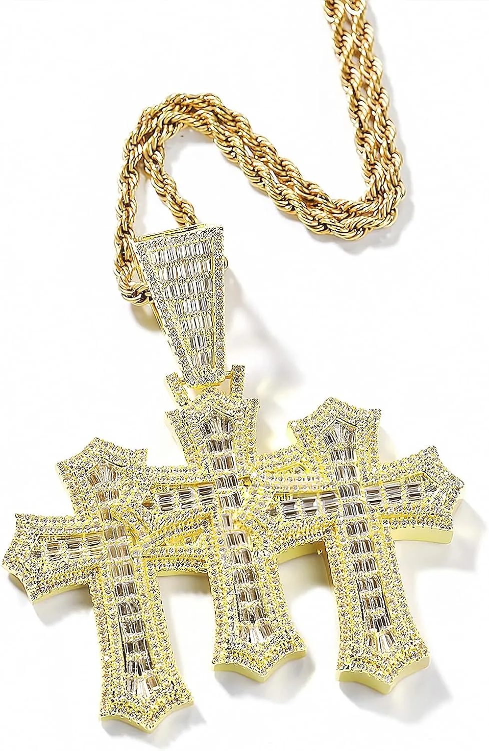 Cuban Link Chain for Men Cuban Link Chainmens Cuban Link Chain Stylish Moissanite & Gold Men's Cuban Link Chain Pendant - Perfect Hip Hop Iced Out Jewelry for Men