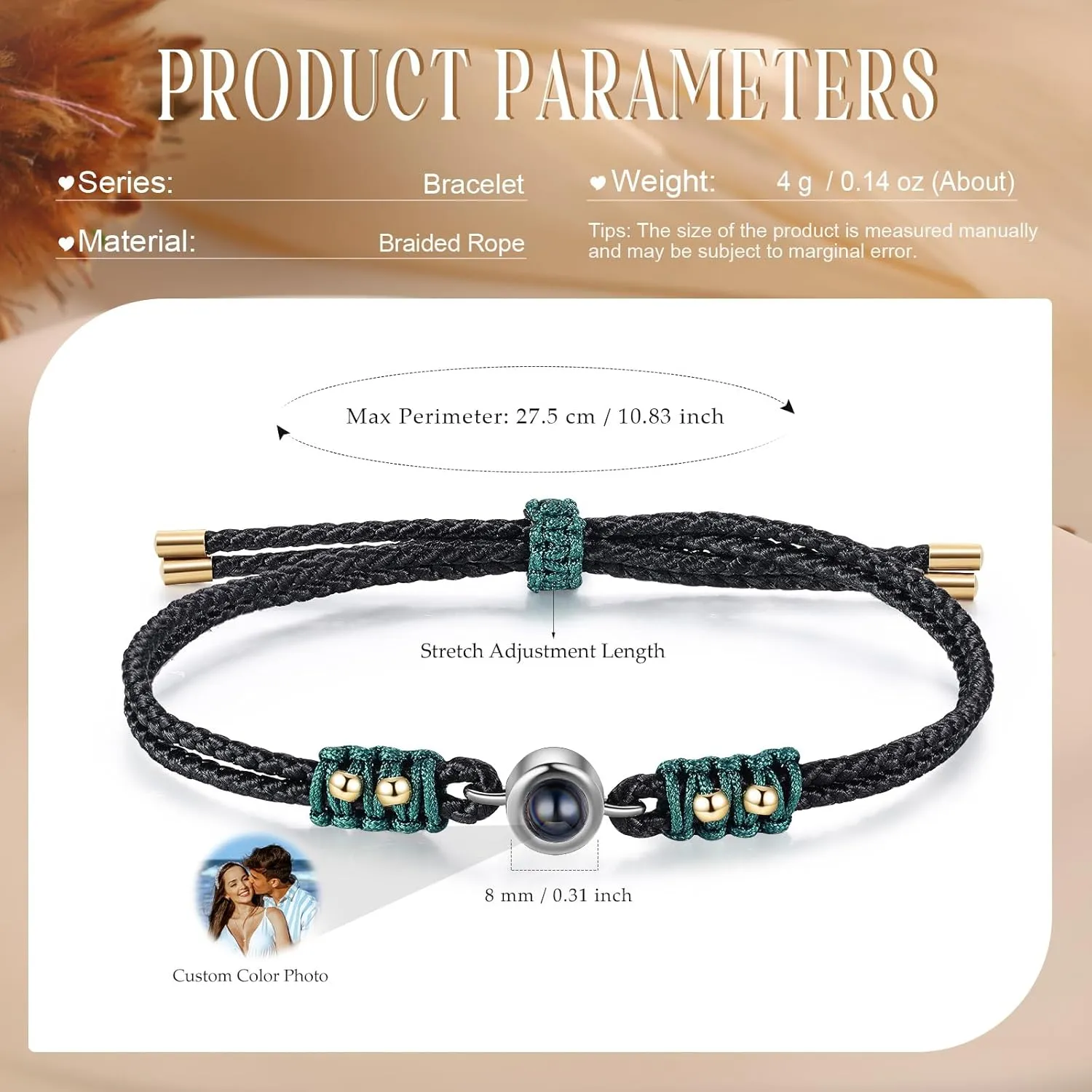 Custom Bracelets with Picture Inside, Personalized Photo Projection Bracelet, Picture Bracelet Personalized Photo, Memorial Gifts for Women Men