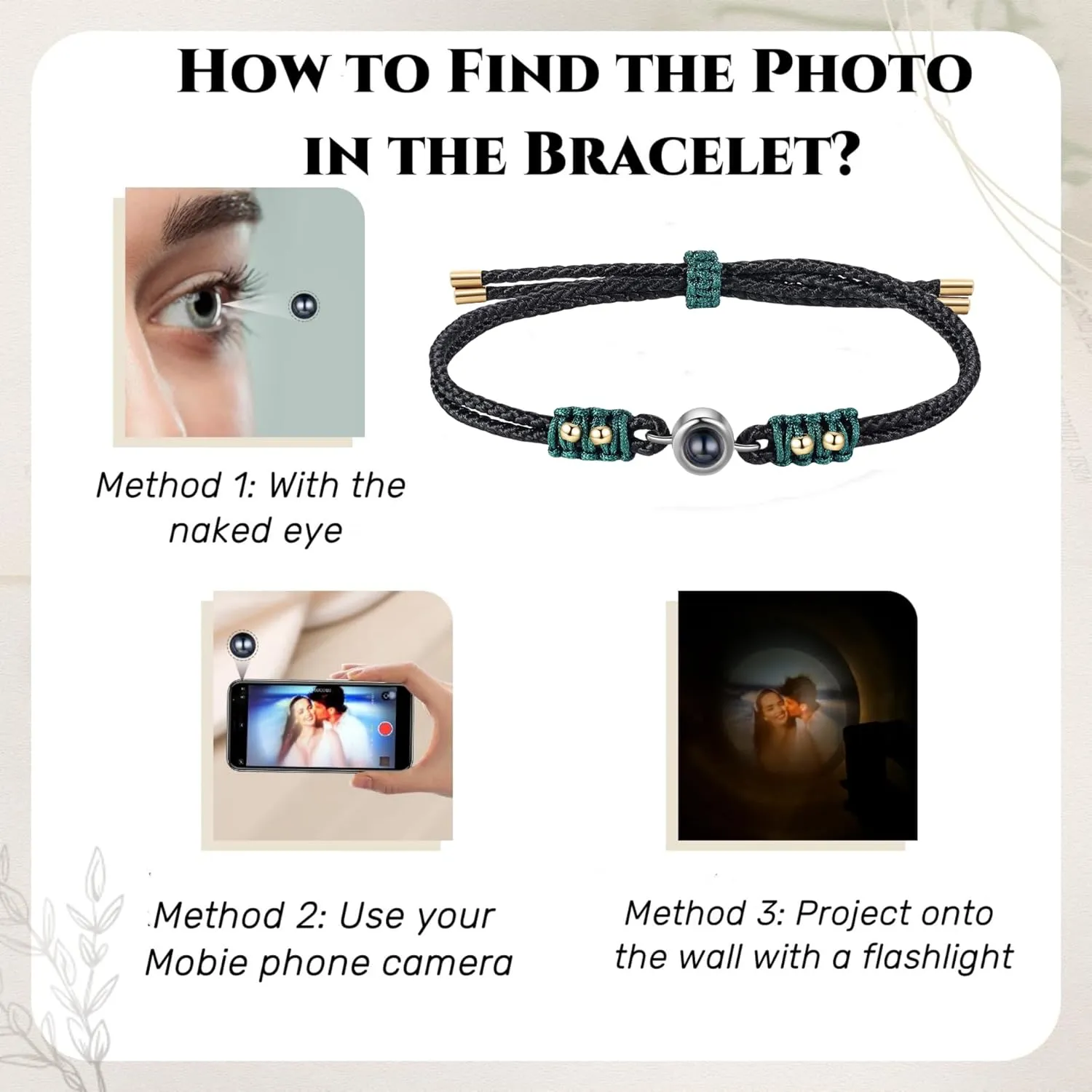 Custom Bracelets with Picture Inside, Personalized Photo Projection Bracelet, Picture Bracelet Personalized Photo, Memorial Gifts for Women Men