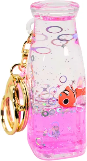 Cute Clownfish Keychain | Aesthetic Liquid Floating Acrylic Key Chain Key Ring Holder for Bag Charms & Car Keys (Clownfish)