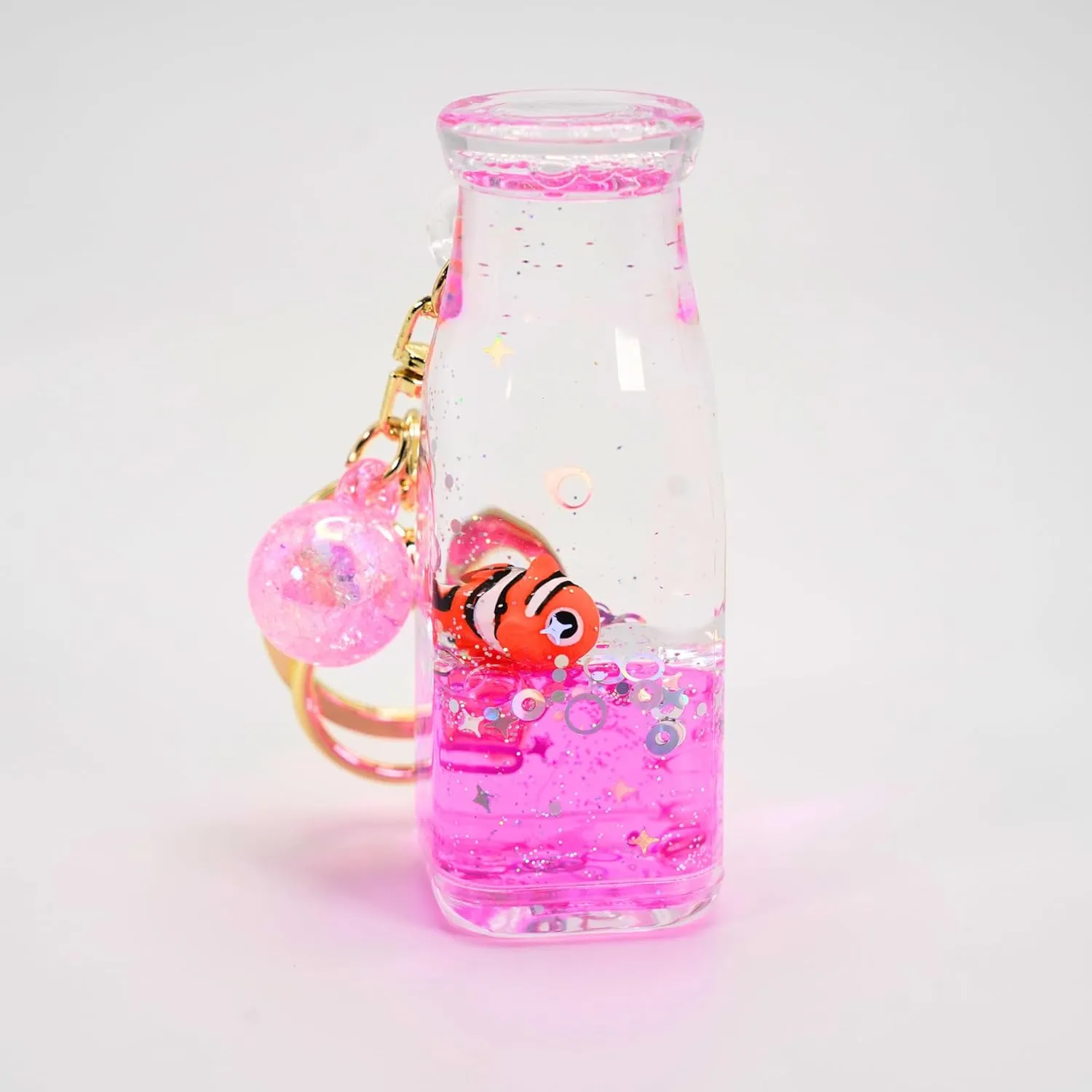 Cute Clownfish Keychain | Aesthetic Liquid Floating Acrylic Key Chain Key Ring Holder for Bag Charms & Car Keys (Clownfish)