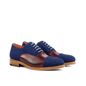 DapperFam Rafael in Jeans / Burgundy Men's Sartorial & Italian Leather Oxford