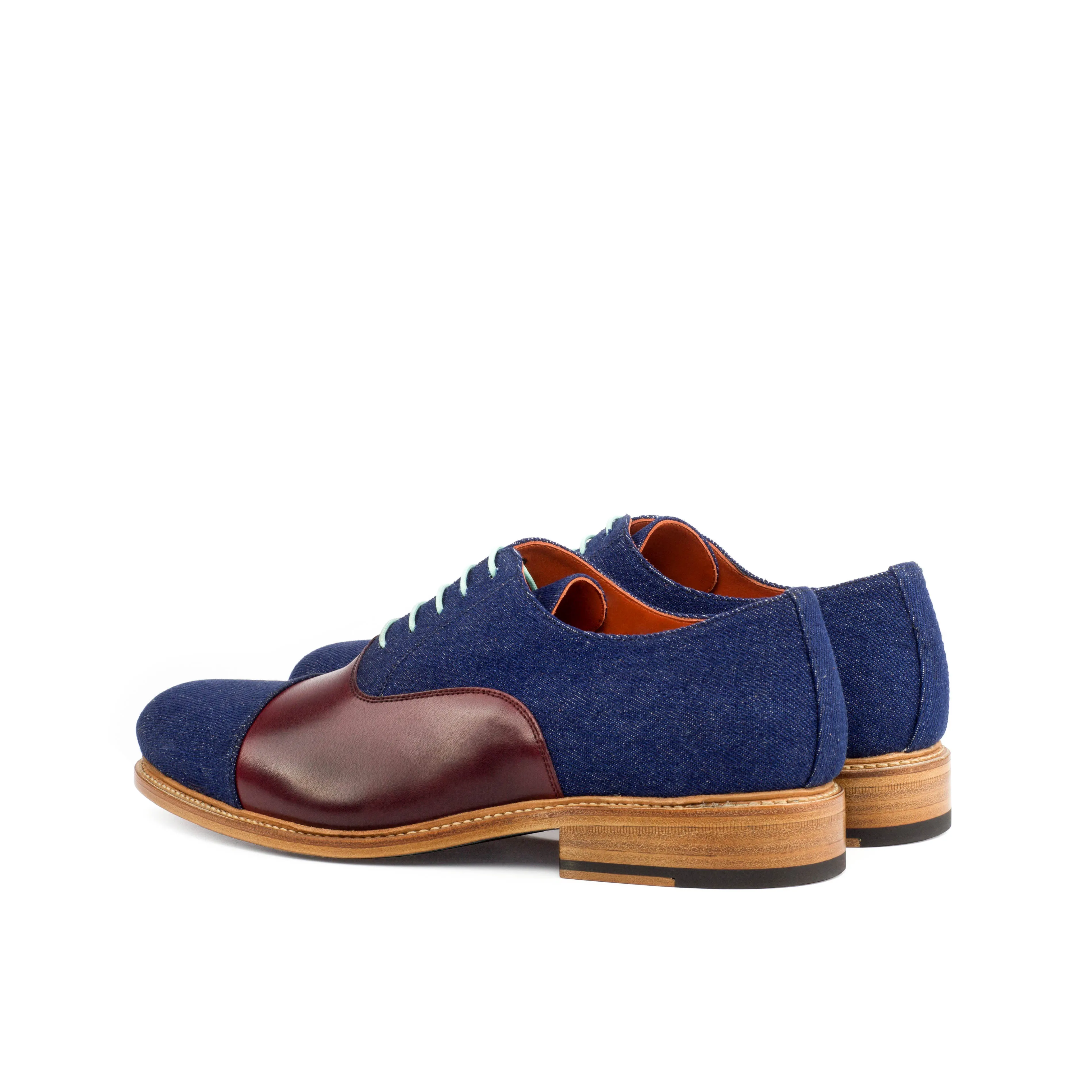 DapperFam Rafael in Jeans / Burgundy Men's Sartorial & Italian Leather Oxford