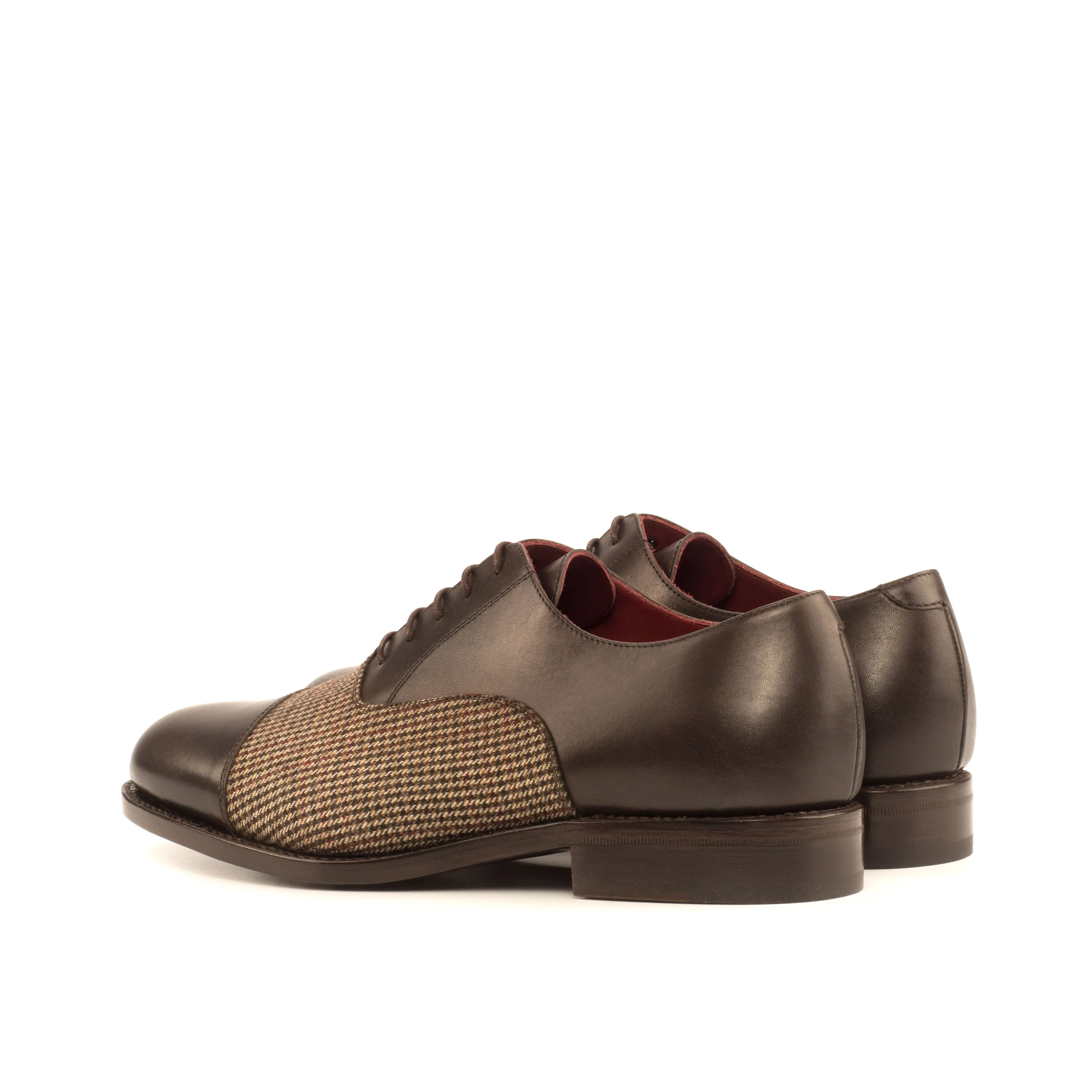 DapperFam Rafael in Tweed / Dark Brown Men's Sartorial & Italian Leather Oxford