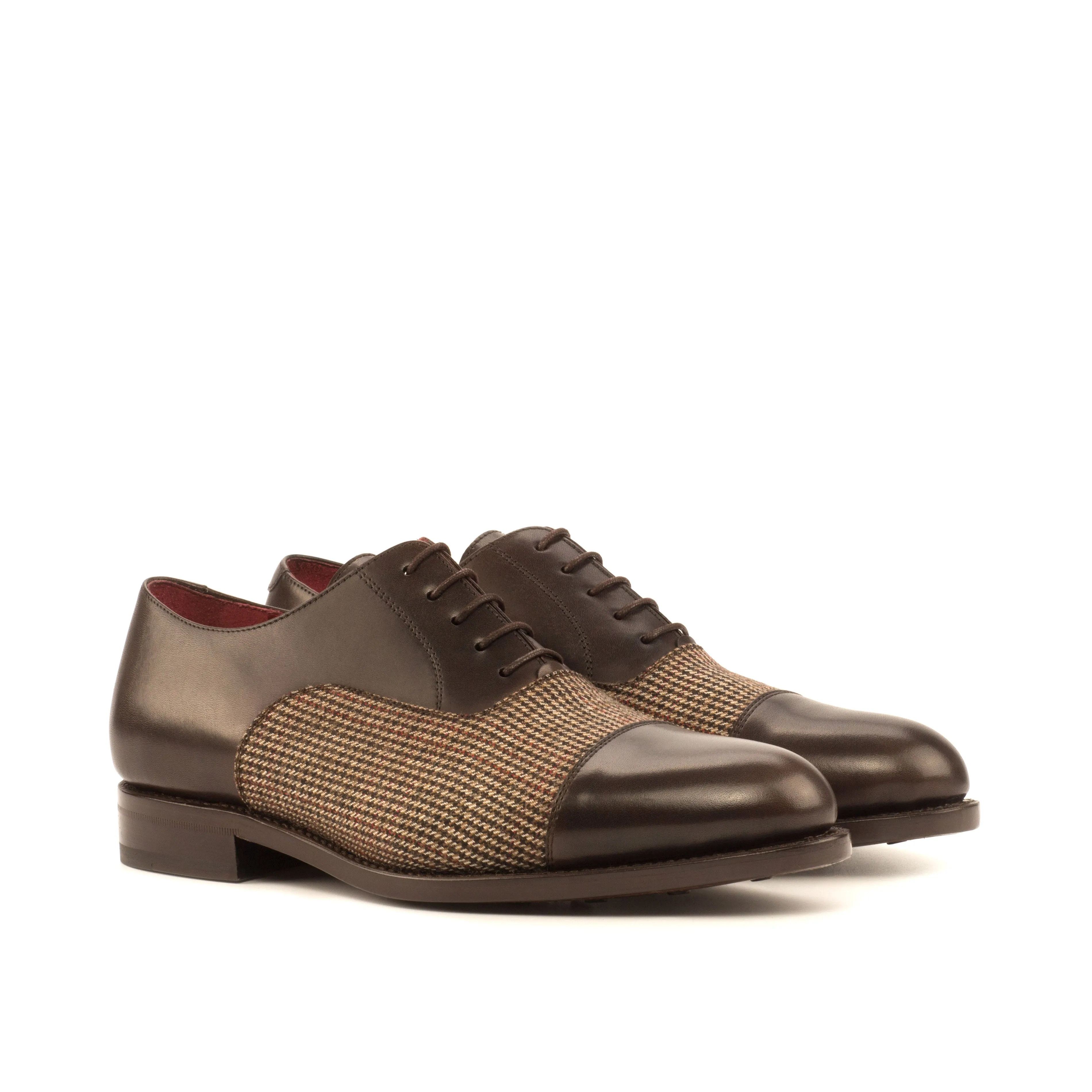 DapperFam Rafael in Tweed / Dark Brown Men's Sartorial & Italian Leather Oxford