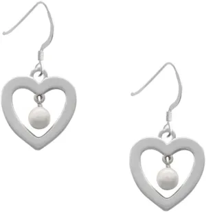 Delight Jewelry Silvertone Open heart with Imitation Pearl Drop French Earrings