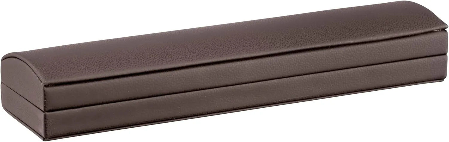 Dome-Shape Leather Bracelet Box for Women & Men  Jewelry Gift Box Ideal for Bracelet Case, Necklace, Chain  Bracelet/Necklace Box with Cream Ribbed Outer Box & Matching Bow Ribbon