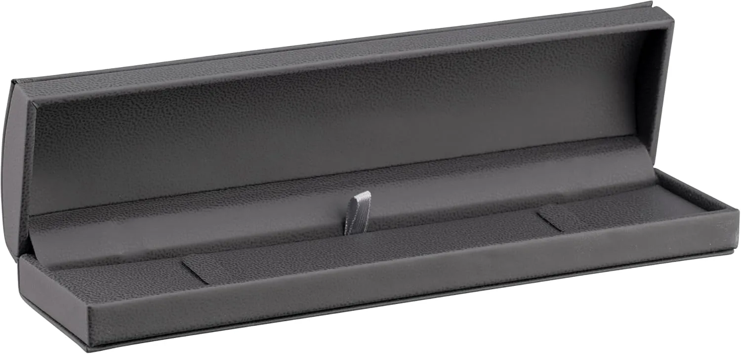 Dome-Shape Leather Bracelet Box for Women & Men  Jewelry Gift Box Ideal for Bracelet Case, Necklace, Chain  Bracelet/Necklace Box with Cream Ribbed Outer Box & Matching Bow Ribbon