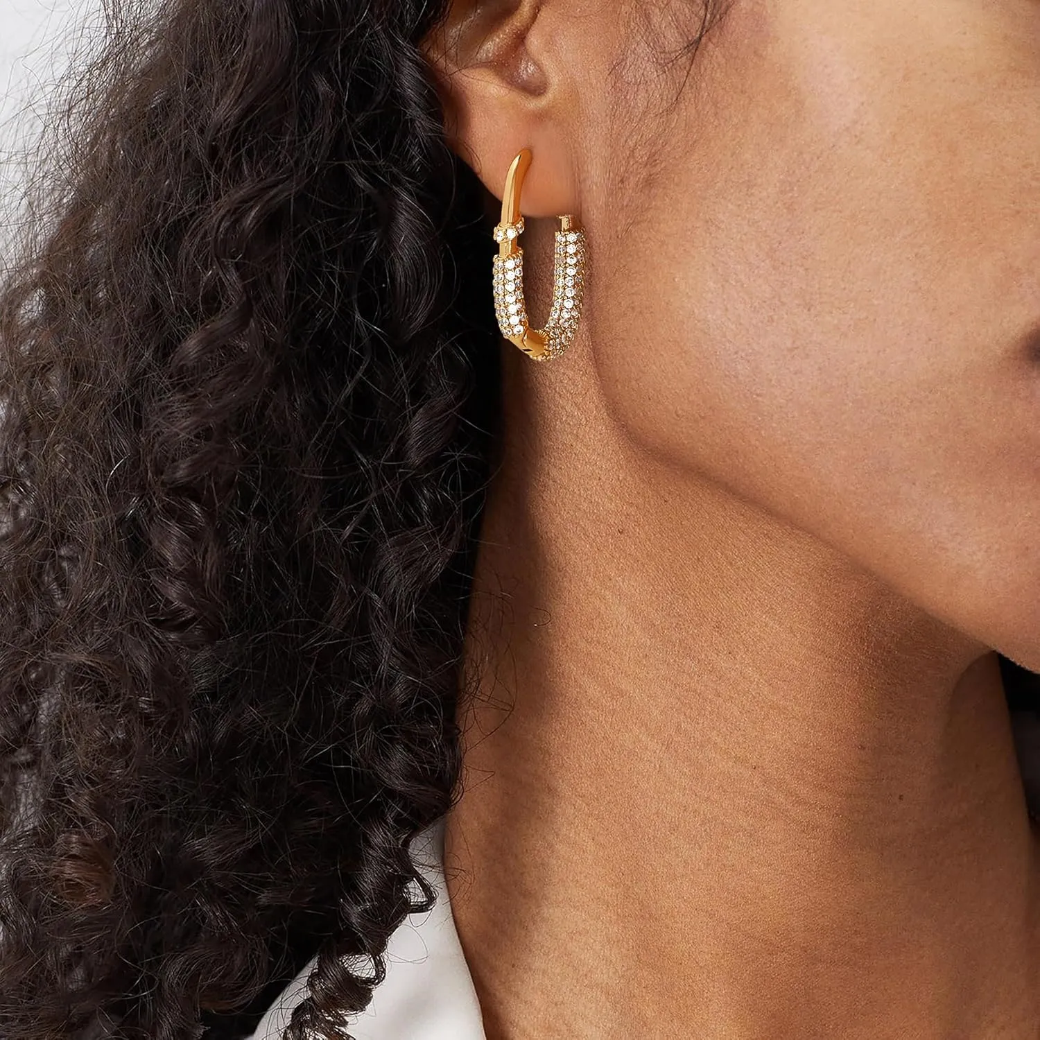 DREMMY STUDIOS Gold Dainty Huggie Hoop Earrings 18K Gold Plated Exquisite Open Tassel Dangle Charm Drop Sleeper Geometric Cross Coin Star Heart White CZ Simple Hypoallergenic Earrings for Women