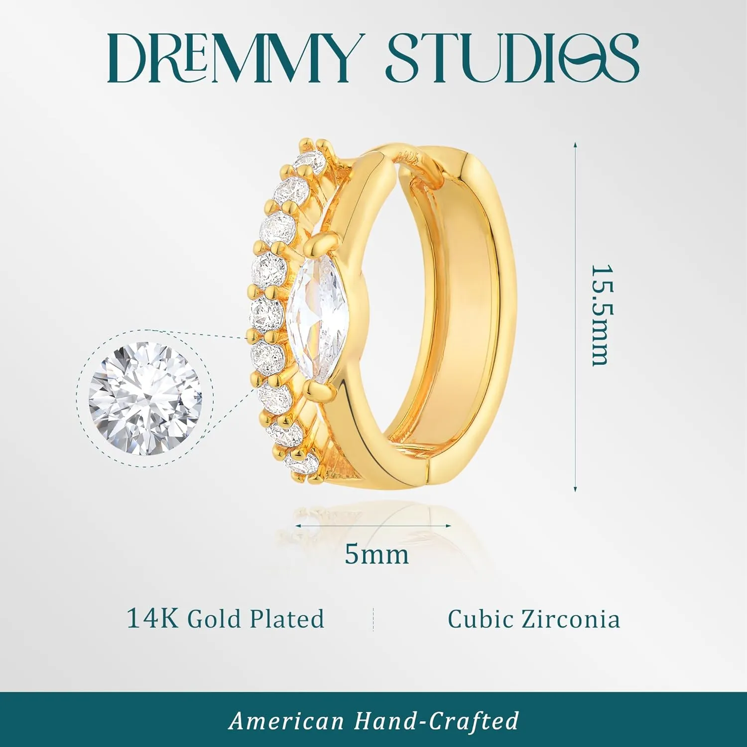 DREMMY STUDIOS Gold Dainty Huggie Hoop Earrings 18K Gold Plated Exquisite Open Tassel Dangle Charm Drop Sleeper Geometric Cross Coin Star Heart White CZ Simple Hypoallergenic Earrings for Women