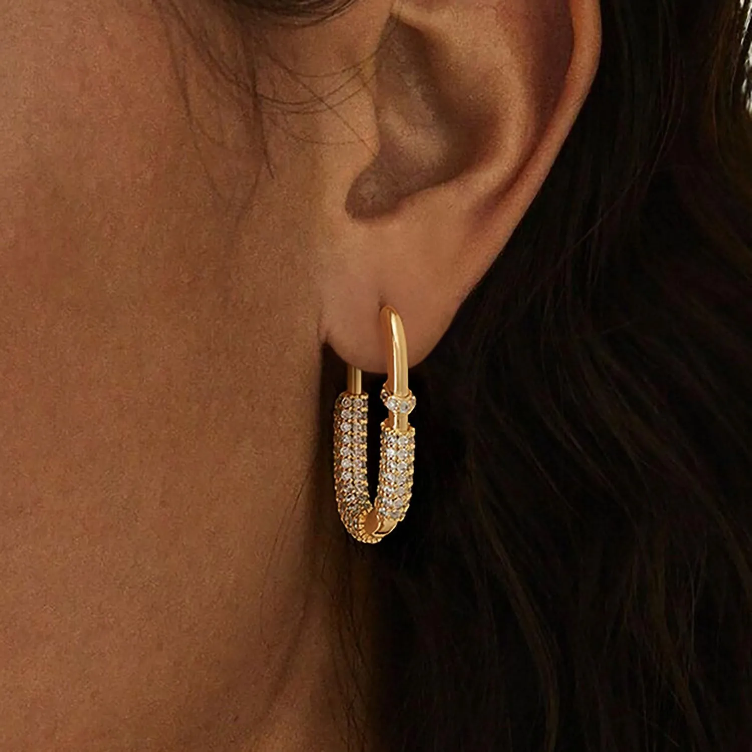DREMMY STUDIOS Gold Dainty Huggie Hoop Earrings 18K Gold Plated Exquisite Open Tassel Dangle Charm Drop Sleeper Geometric Cross Coin Star Heart White CZ Simple Hypoallergenic Earrings for Women