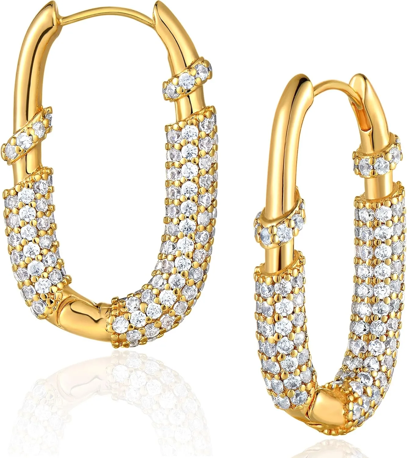 DREMMY STUDIOS Gold Dainty Huggie Hoop Earrings 18K Gold Plated Exquisite Open Tassel Dangle Charm Drop Sleeper Geometric Cross Coin Star Heart White CZ Simple Hypoallergenic Earrings for Women