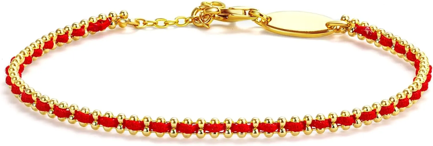Dual Chain Bracelet for Women 18K Gold Plated Adjustable Bead Chain with Elegant String Stylish Handwoven Accessory for Gifts or Daily Wear