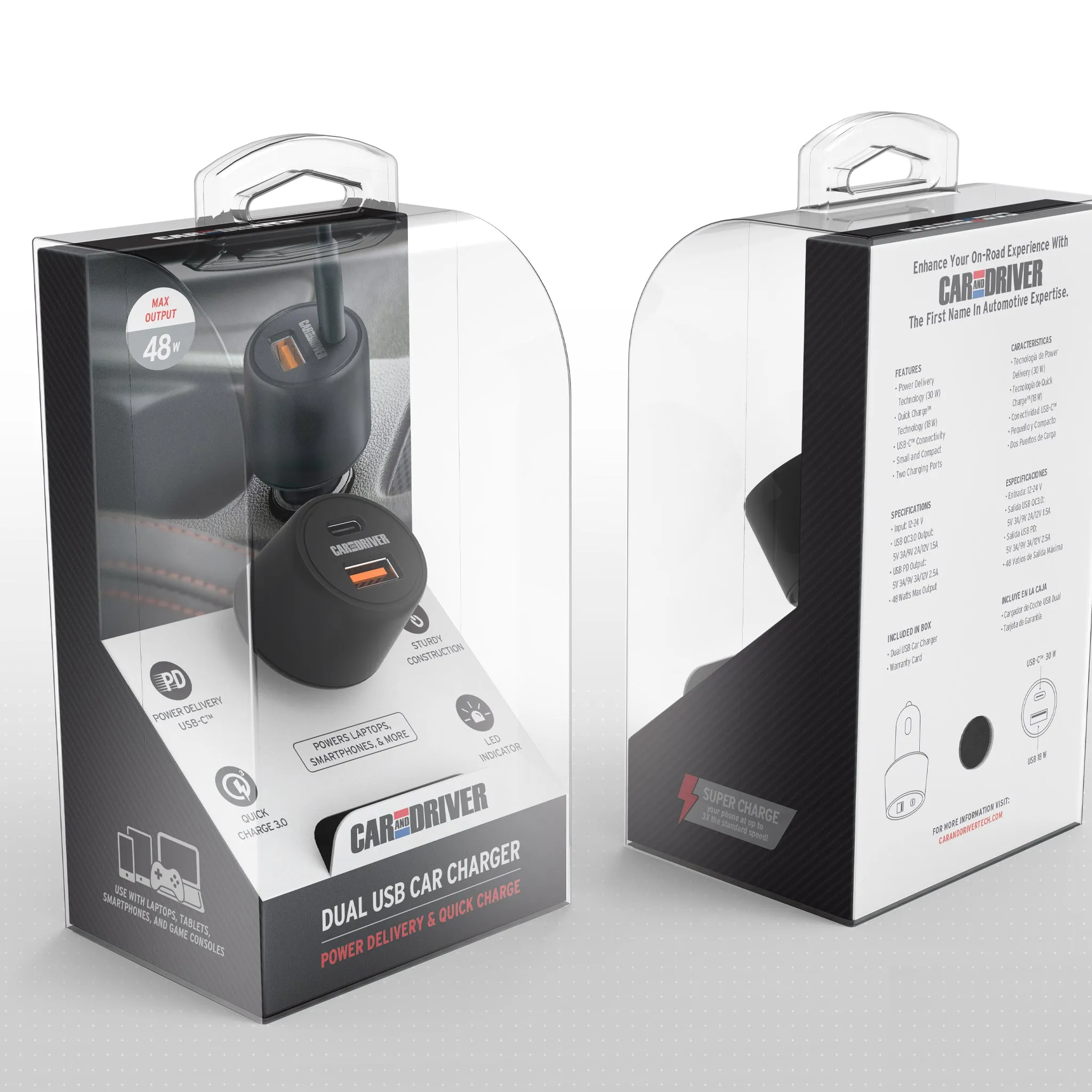 DUAL USB CAR CHARGER - CAR AND DRIVER 3175BK