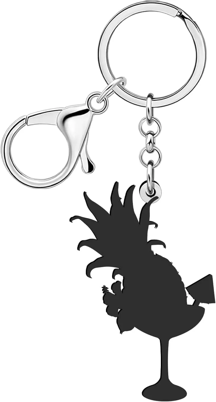 DUOWEI Funny Hawaii Tropical Fruit Cocktail Margarita Keychain Key Ring for Women Girls Car Keys Wallet Gifts Accessories
