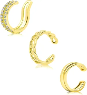 Ear Cuff Earrings for Women, Cuff Hoop Earrings Non Piercing, Cubic Zirconia Huggie Ear Cuff 14K Gold Plated Earrings, Clip On Cartilage Cuff Earrings