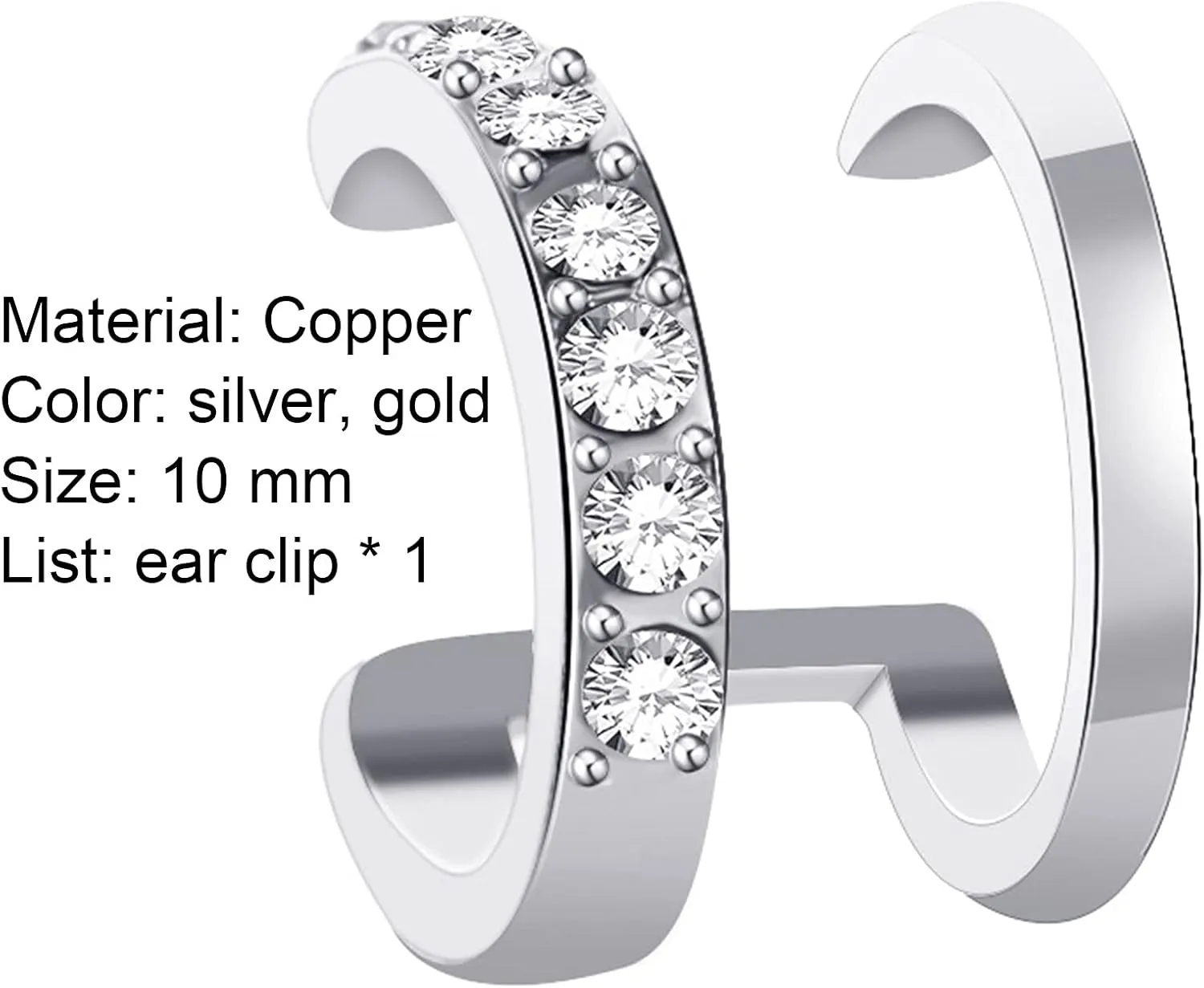 Earrings for Women, 1Pc Exquisite Double U-shaped No Piercing Ear Cuff Ear Clip Jewelry Accessory