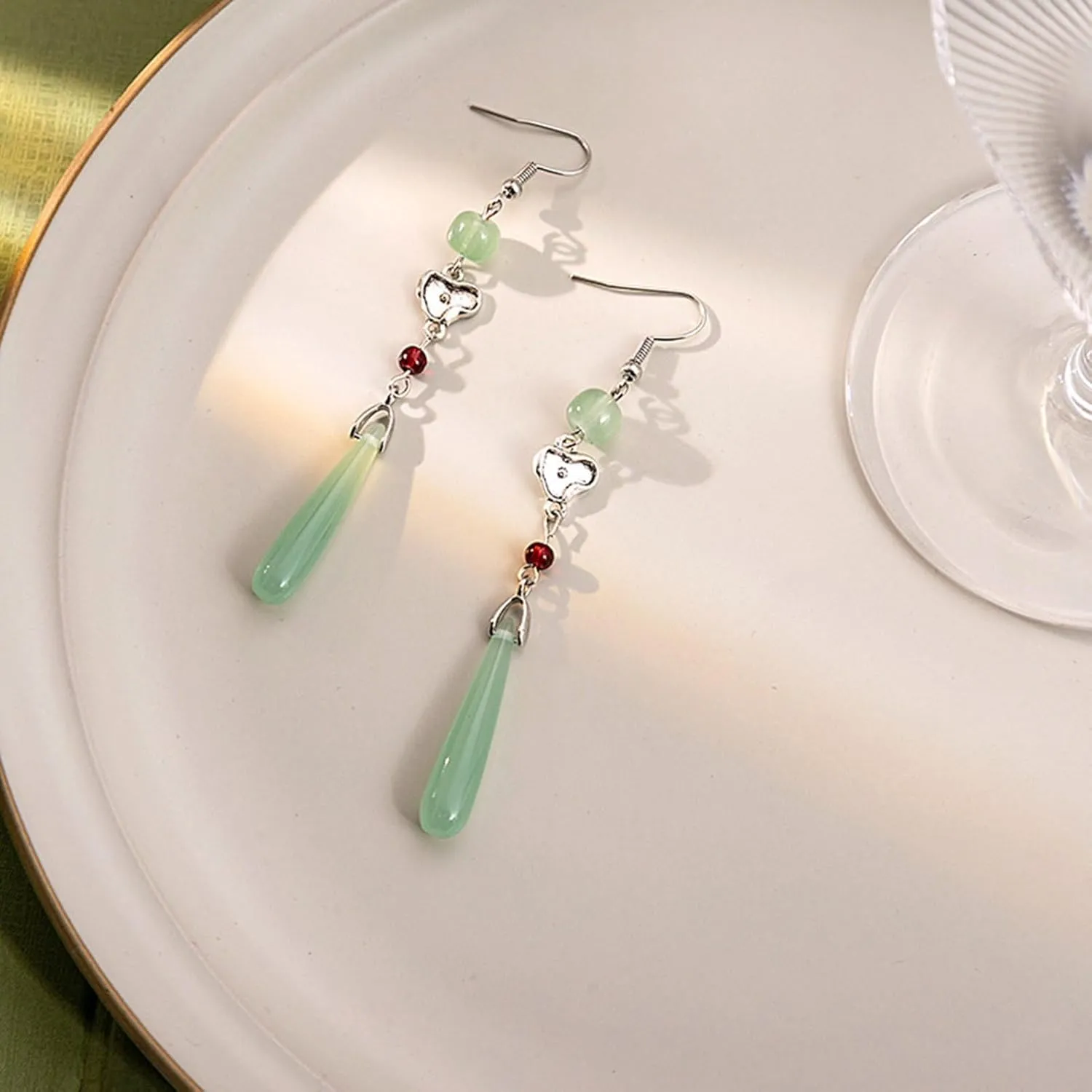 Earrings for Women, Women Hook Earrings Oil Dripping Vintage Chinese Style Water Drop Bead Faux Pearl Flower Hanfu Pairing Hanging Earrings