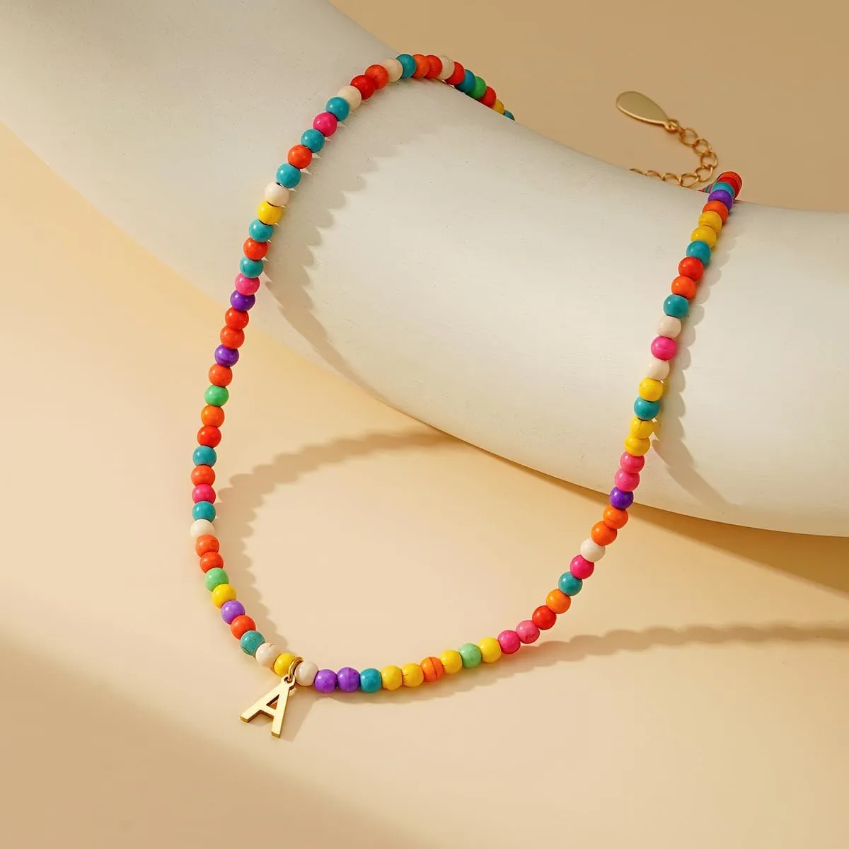 Eioi & Lmnm Colorful Initial Necklace for Girls Kids Women - Teen Girls Gifts Trendy Stuff Colorful Bead A-Z Initial Letter Necklace Choker Letter Birthday Gifts for Girl Age 5 6 7 8 9 10