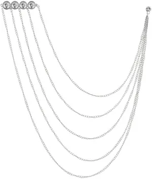 Elegant Crystal Chains Suit Pin Lapel Pin Brooch for Shirt Tuxedo Coat Badge Tassel Chain Men's Suit Jewelry Accessories
